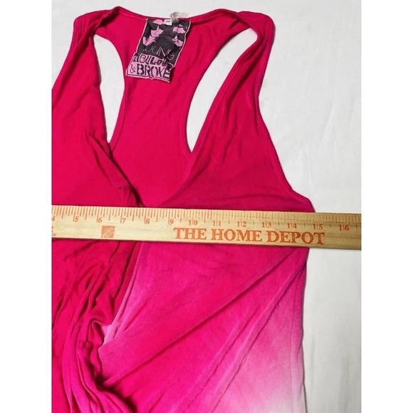 Young Fabulous Broke Tank Top Medium Ombré Racerback Ruched Draped Sheer Stretch - Picture 6 of 8